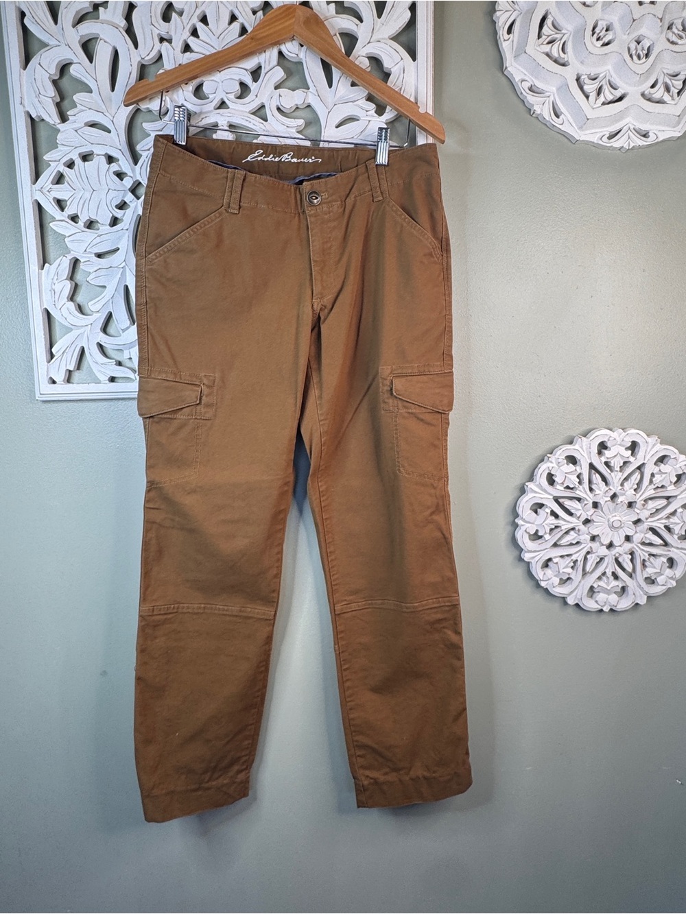 Eddie Bauer Brown Cargo Pants Thick Denim Size 6